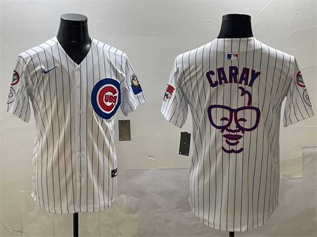 Men%27s Chicago Cubs White Harry Caray %27Holy Cow%27 Patch Limited Stitched Jersey->cincinnati reds->MLB Jersey